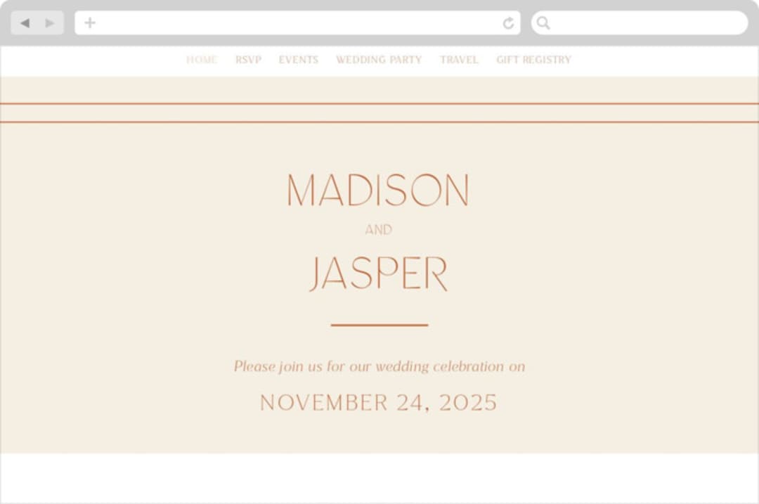 "Modern Ticket" - Wedding Website in Rust by Alethea and Ruth - Desktop Design