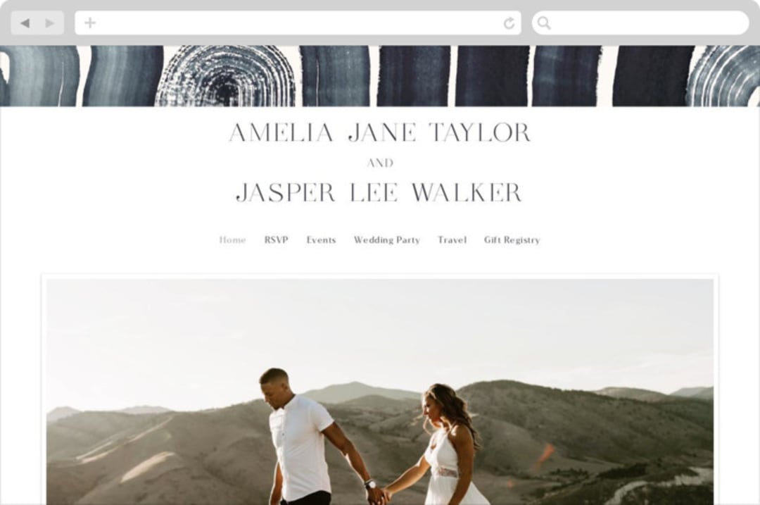 "Painted Trails" - Wedding Website in Navy by Alethea and Ruth - Desktop Design