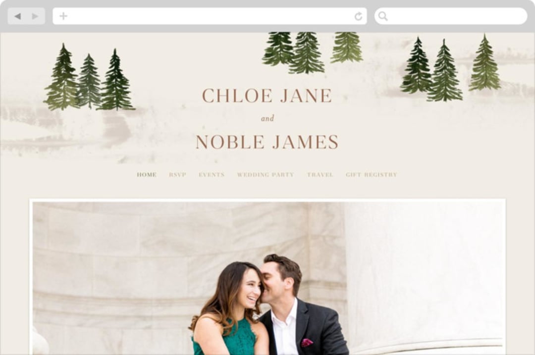 "Into the Forest" - Wedding Website in Cream by Alethea and Ruth - Desktop Design