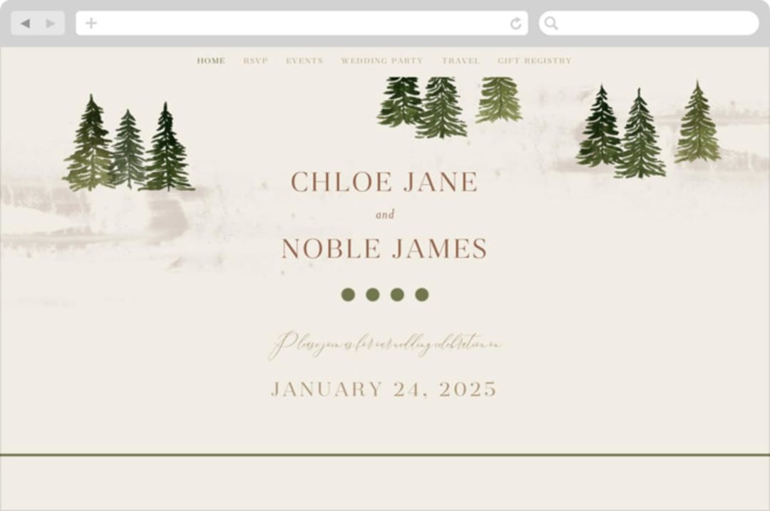 "Into the Forest" - Wedding Website in Cream by Alethea and Ruth - Desktop Design