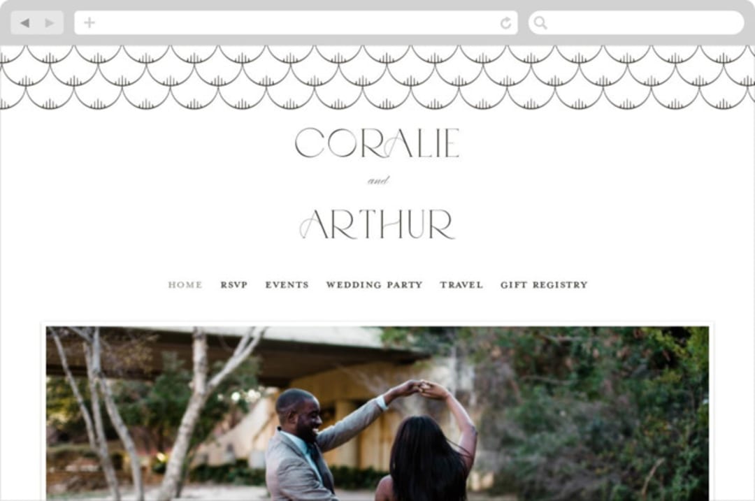 "Arcadia" - Wedding Website in Noir by Olivia Raufman - Desktop Design