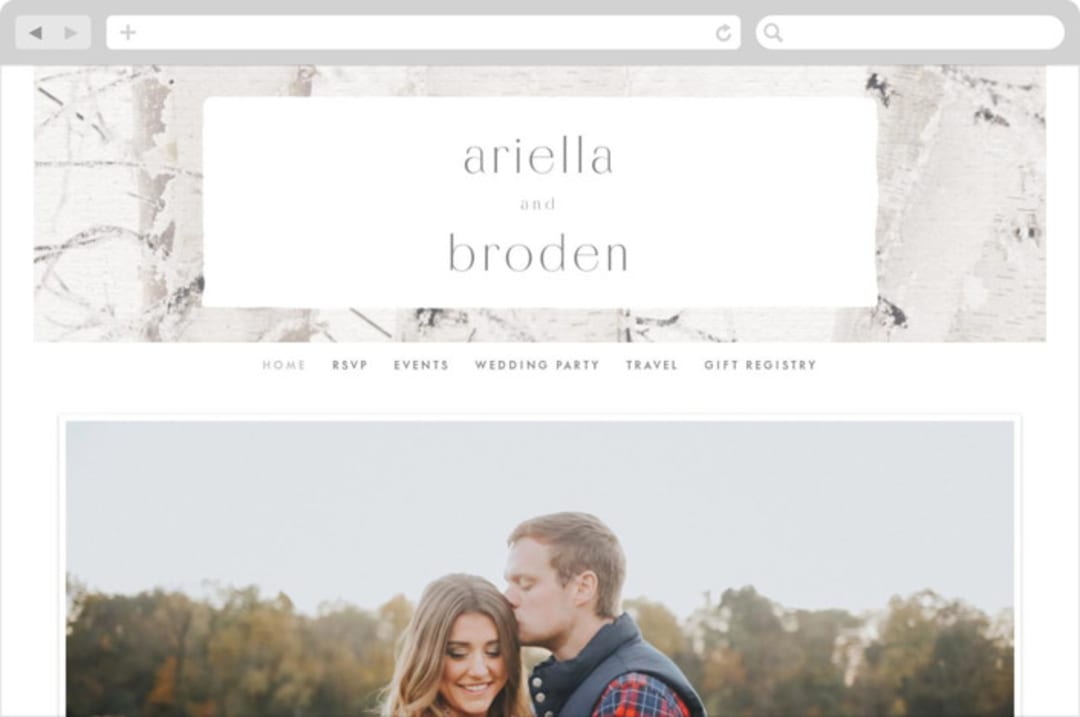 "Winter Birch" - Wedding Website in Natural by Melanie Severin - Desktop Design