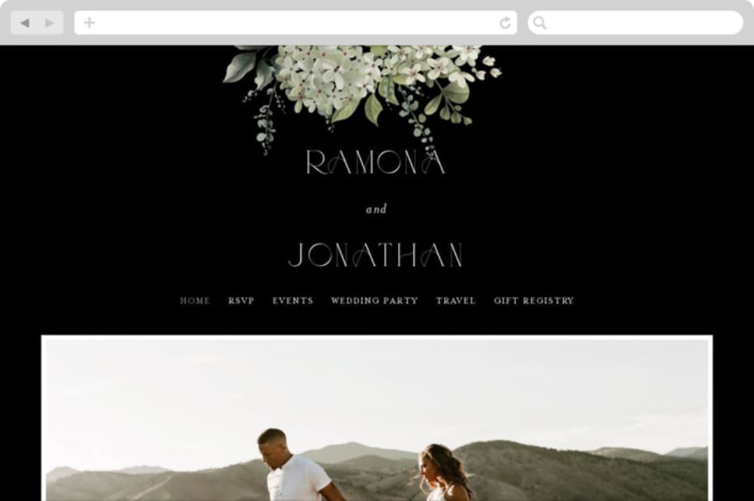 "A Wedding in the Garden" - Wedding Website in Charcoal by Chris Griffith - Desktop Design