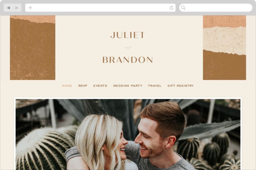 "Rustic Union" - Wedding Website in Sunset by Michelle Taylor - Desktop Design