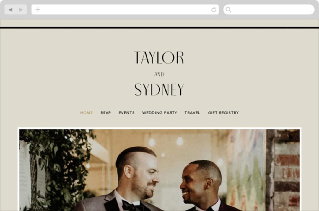 "Seraphina" - Wedding Website in Sand by Robert and Stella - Desktop Design