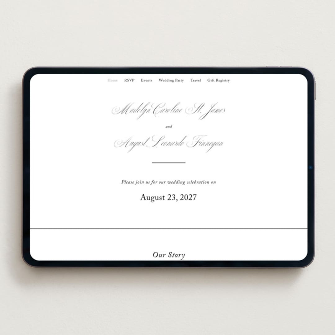 "When I Fall In Love" - Wedding Website in Snow Bright by Design Lotus - Desktop Design