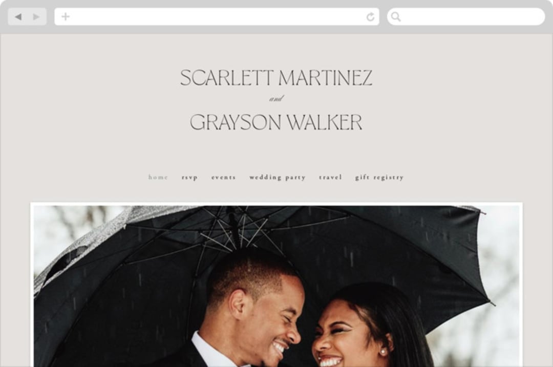 "Capsule" - Wedding Website in Stone by Everett Paper Goods - Desktop Design