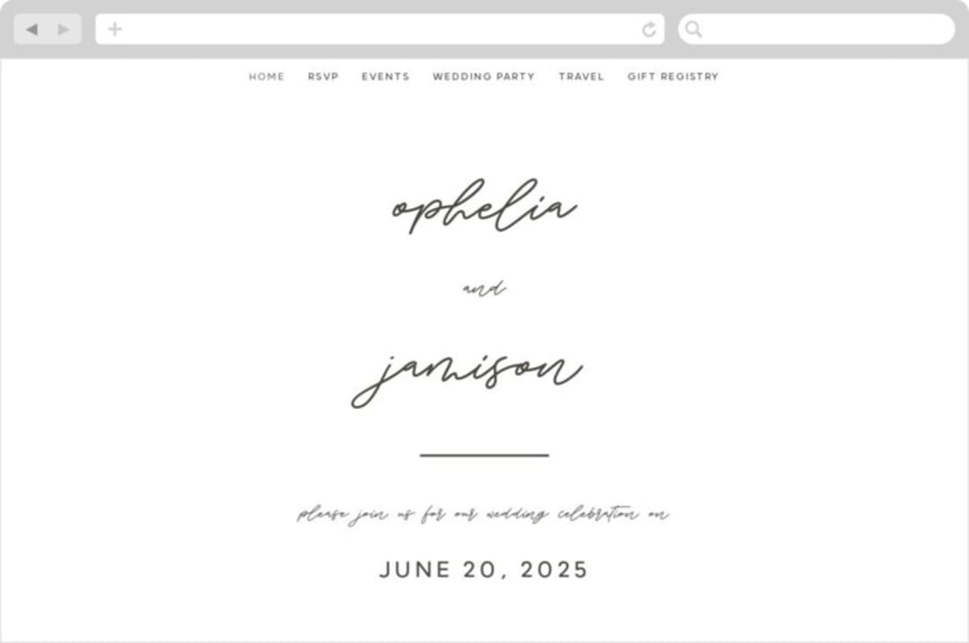 "Destination" - Wedding Website in Mist by Lori Wemple - Desktop Design