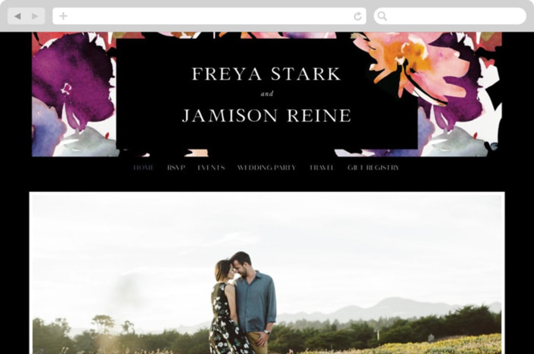 "Beauties" - Wedding Website in Noir by Lori Wemple - Desktop Design
