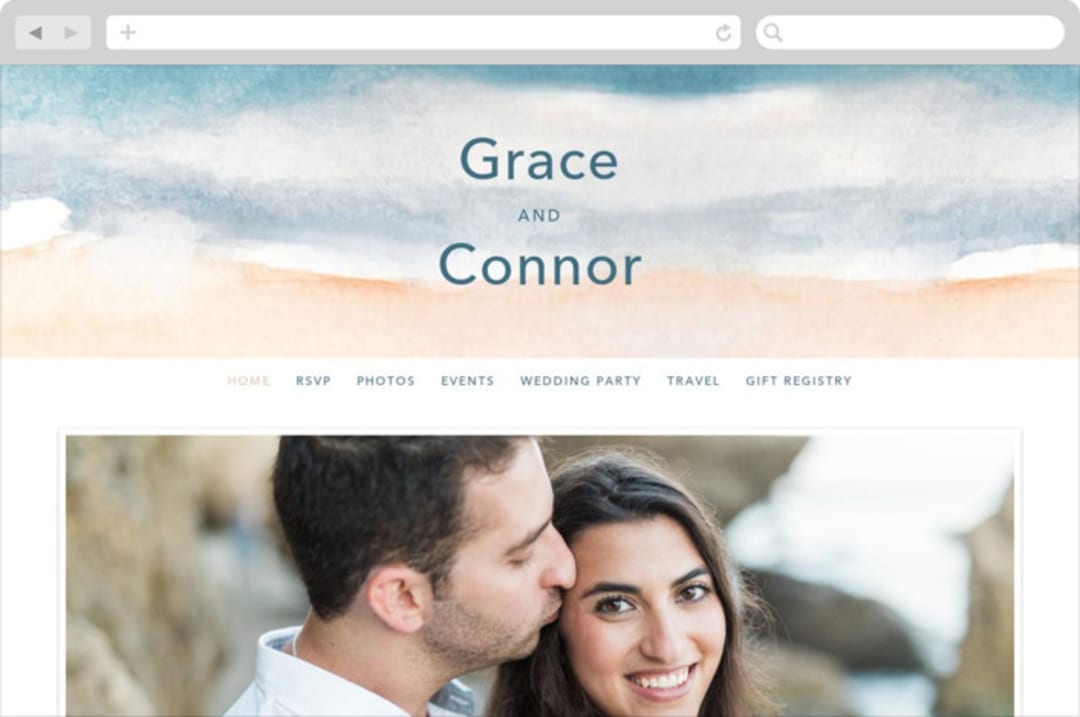 "Sea and Sand" - Wedding Website in Cortez by Jenny Partrite - Desktop Design