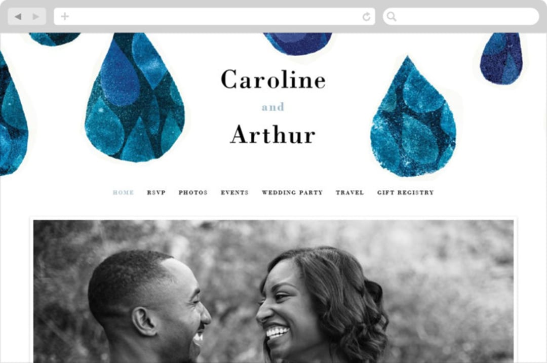 "Drops" - Wedding Website in Sea by Bethania Lima - Desktop Design