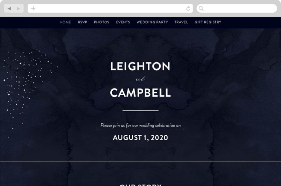 "Celestial" - Wedding Website in Night Sky by Carly Reed Walker - Desktop Design