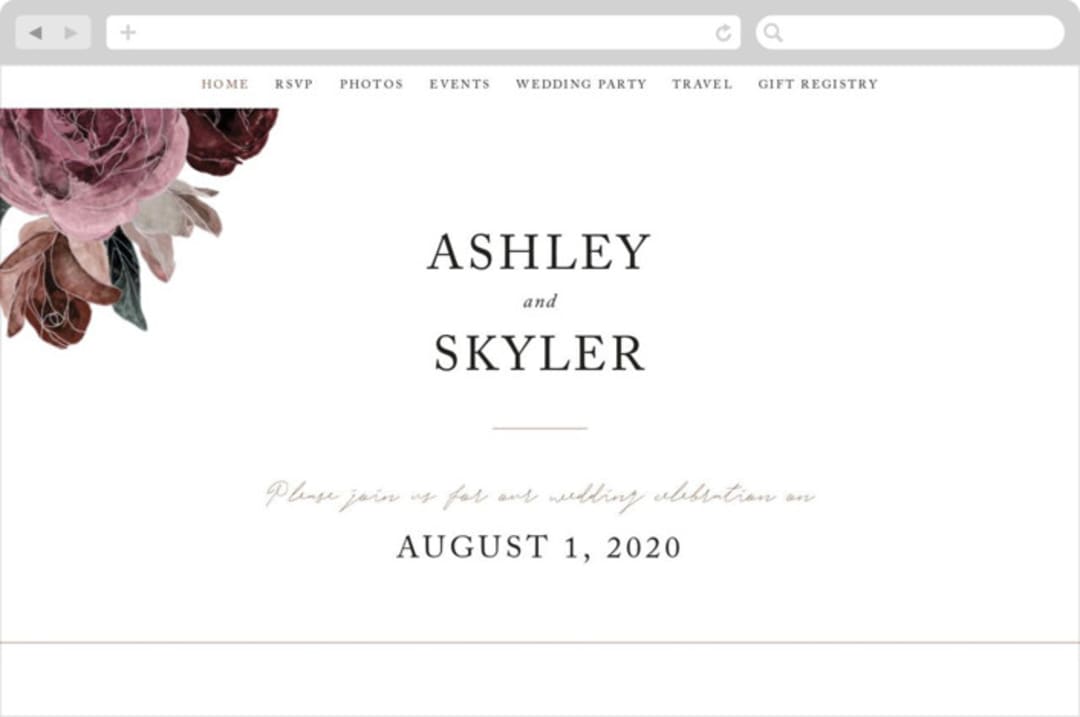 "floral corner" - Wedding Website in Marsala by Cass Loh - Desktop Design