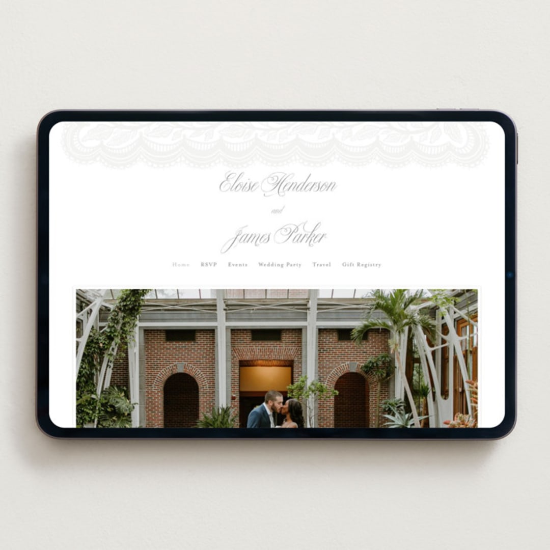 "Bridal Veil" - Wedding Website in Gravel by Katharine Watson - Desktop Design