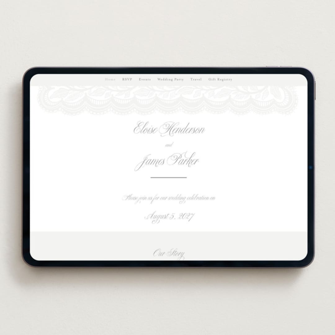 "Bridal Veil" - Wedding Website in Gravel by Katharine Watson - Desktop Design