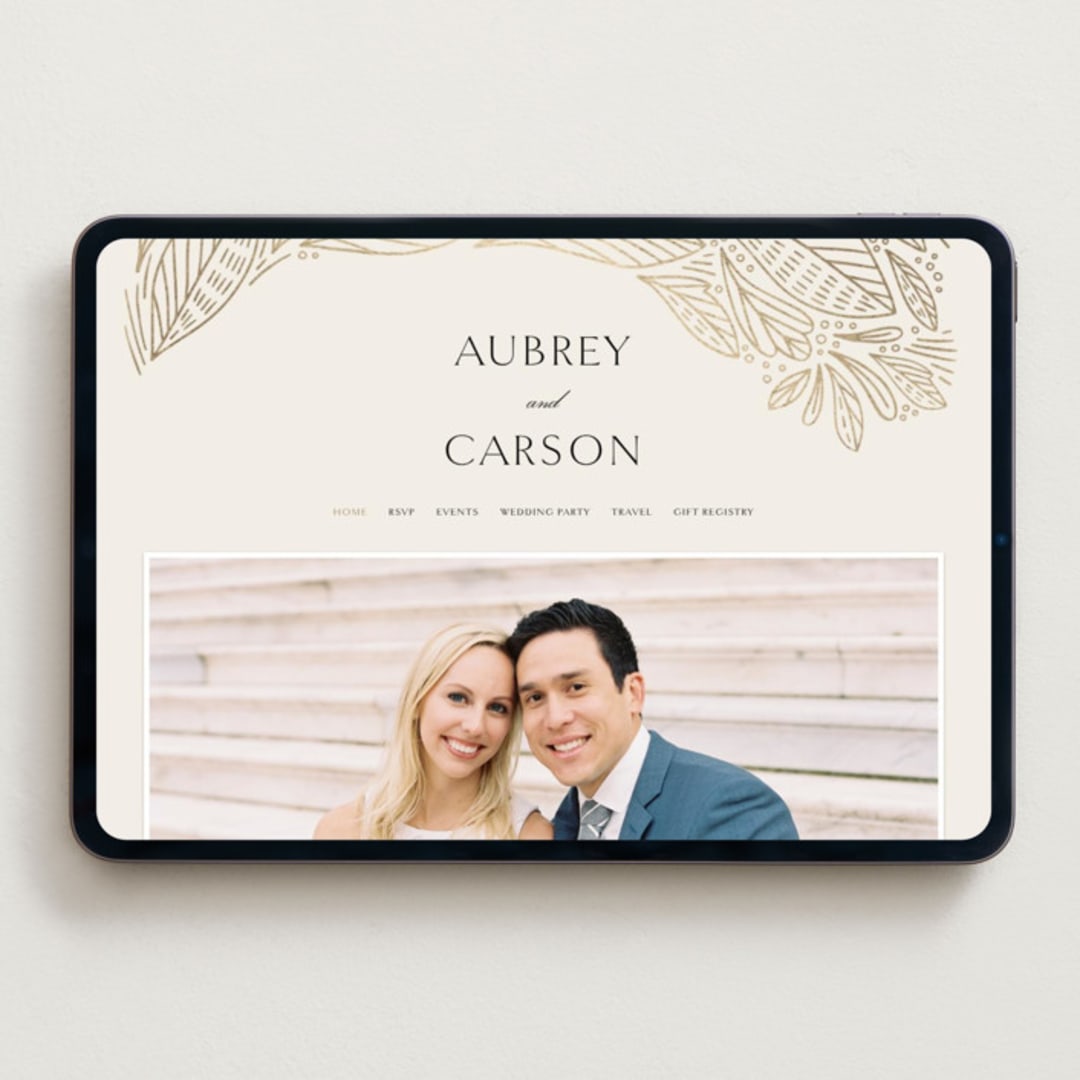 "Royalty" - Wedding Website in Cream by Jen Owens - Desktop Design