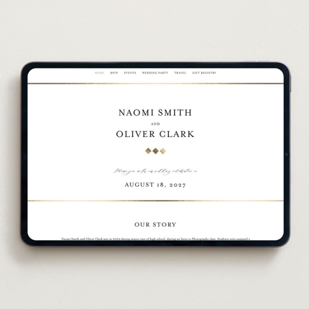"Gilded Frame" - Wedding Website in Pearl by Nicole Walsh - Desktop Design