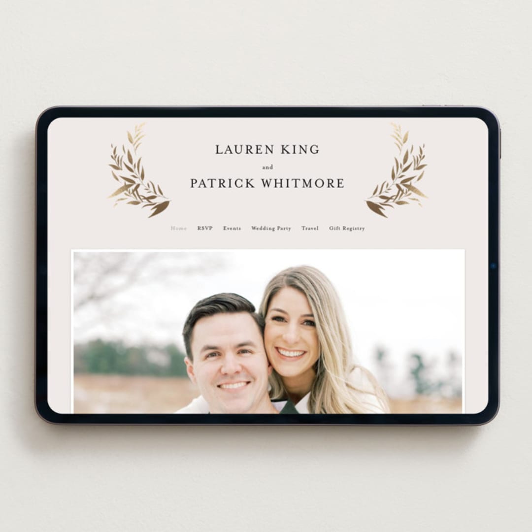 "Natural Monogram" - Wedding Website in Porcelain by Jennifer Postorino - Desktop Design