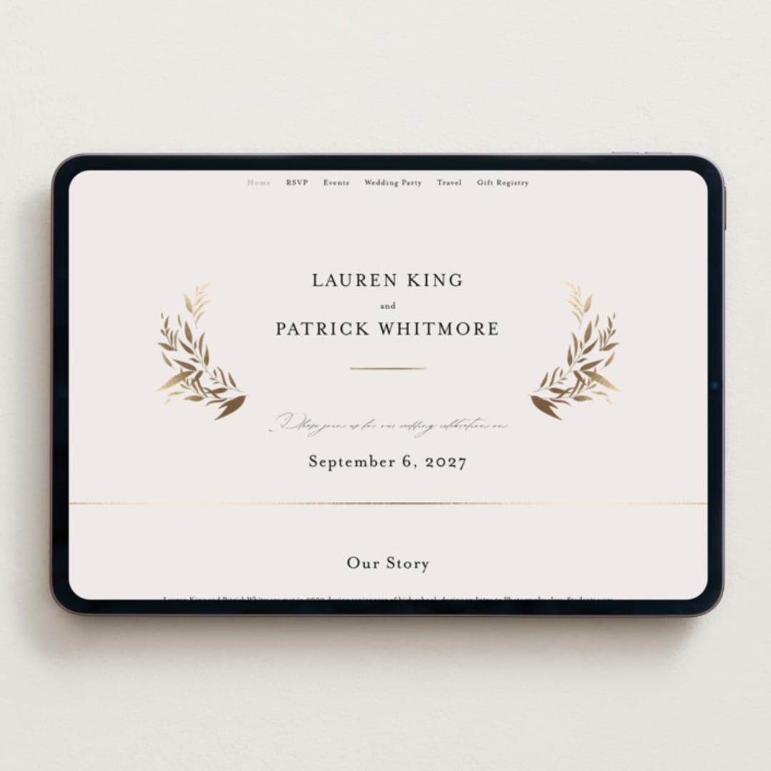 "Natural Monogram" - Wedding Website in Porcelain by Jennifer Postorino - Desktop Design