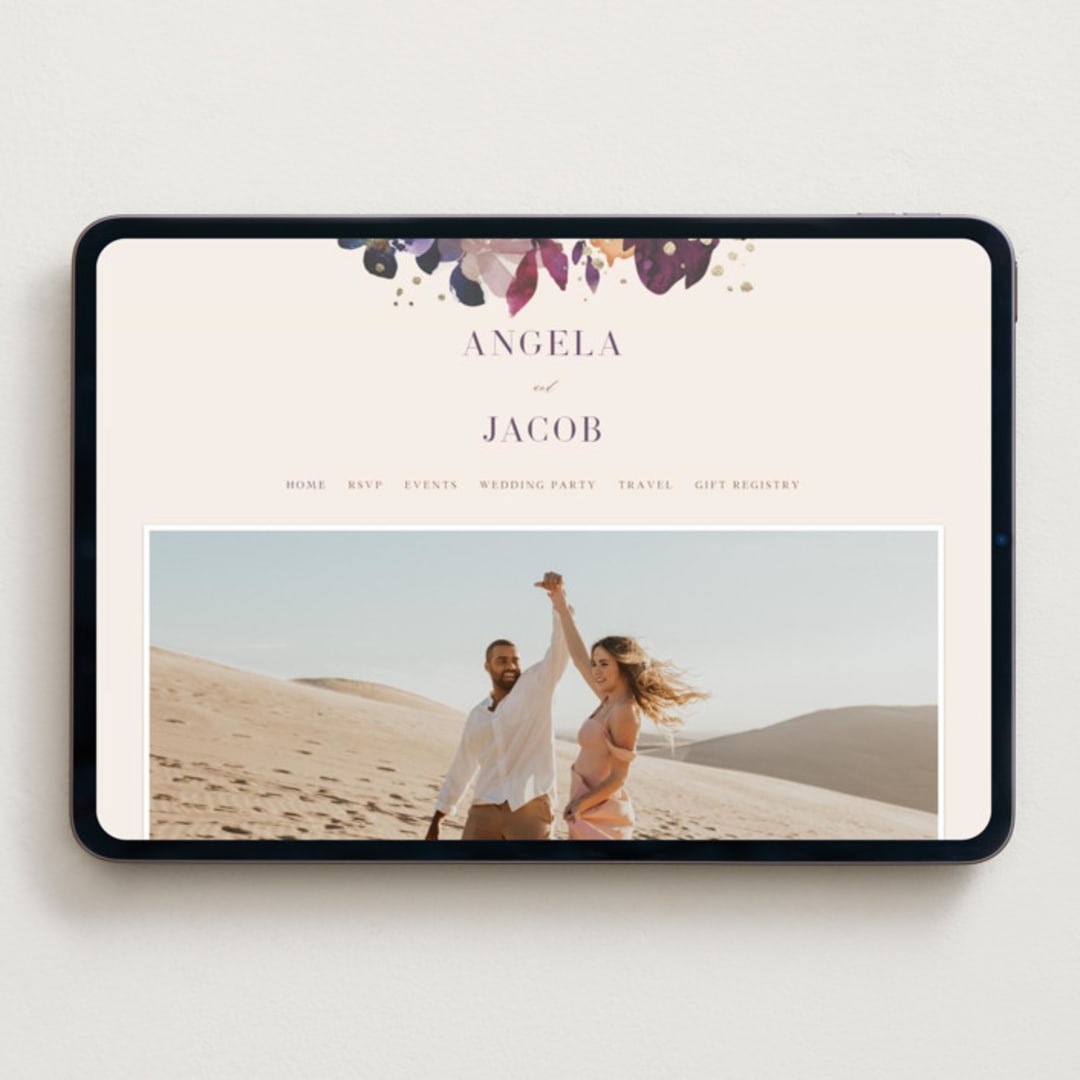 "Bouquet" - Wedding Website in Cream by Lori Wemple - Desktop Design