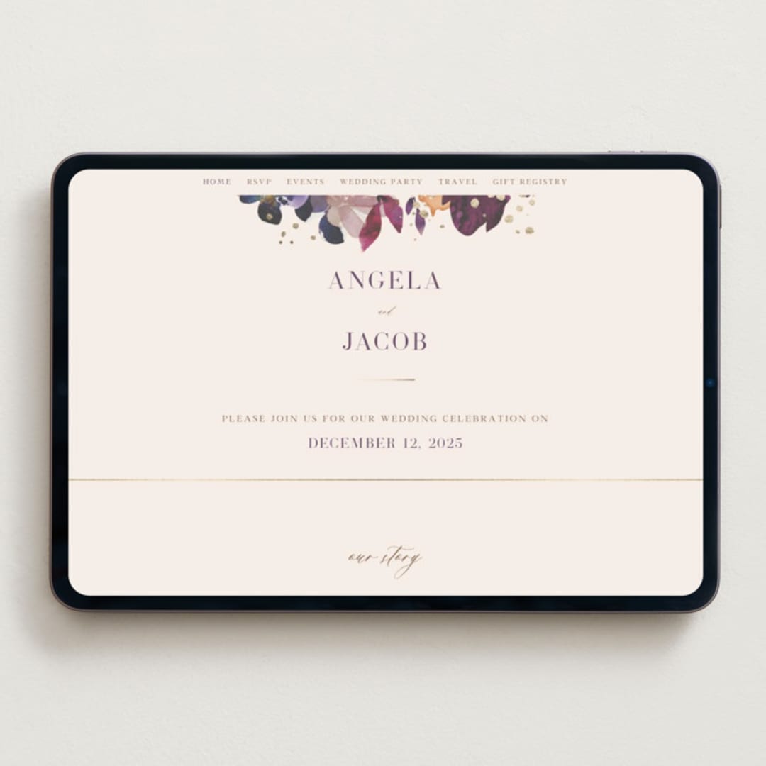 "Bouquet" - Wedding Website in Cream by Lori Wemple - Desktop Design