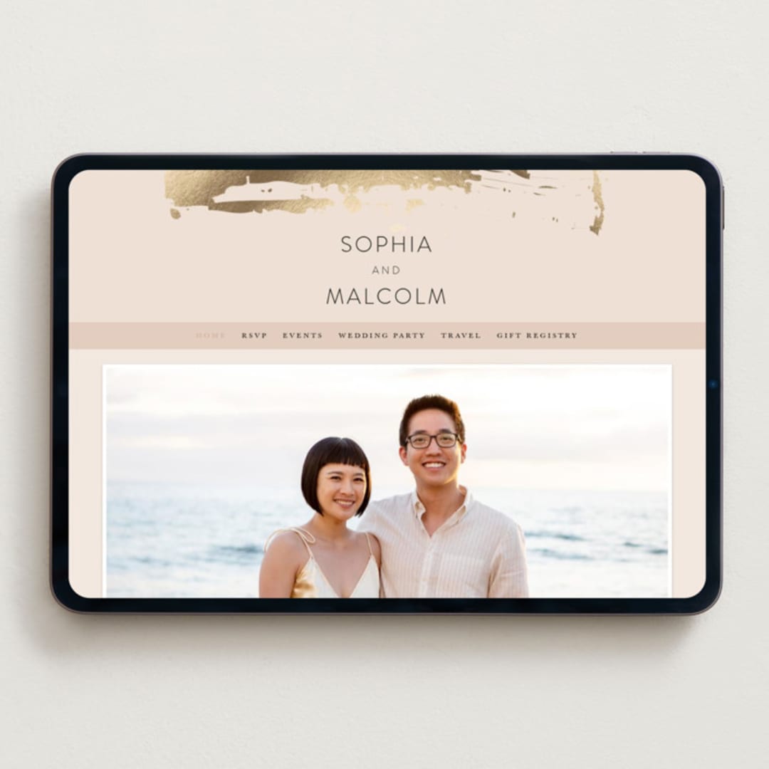"Modern Serene" - Wedding Website in Blush by Hannah Williams - Desktop Design