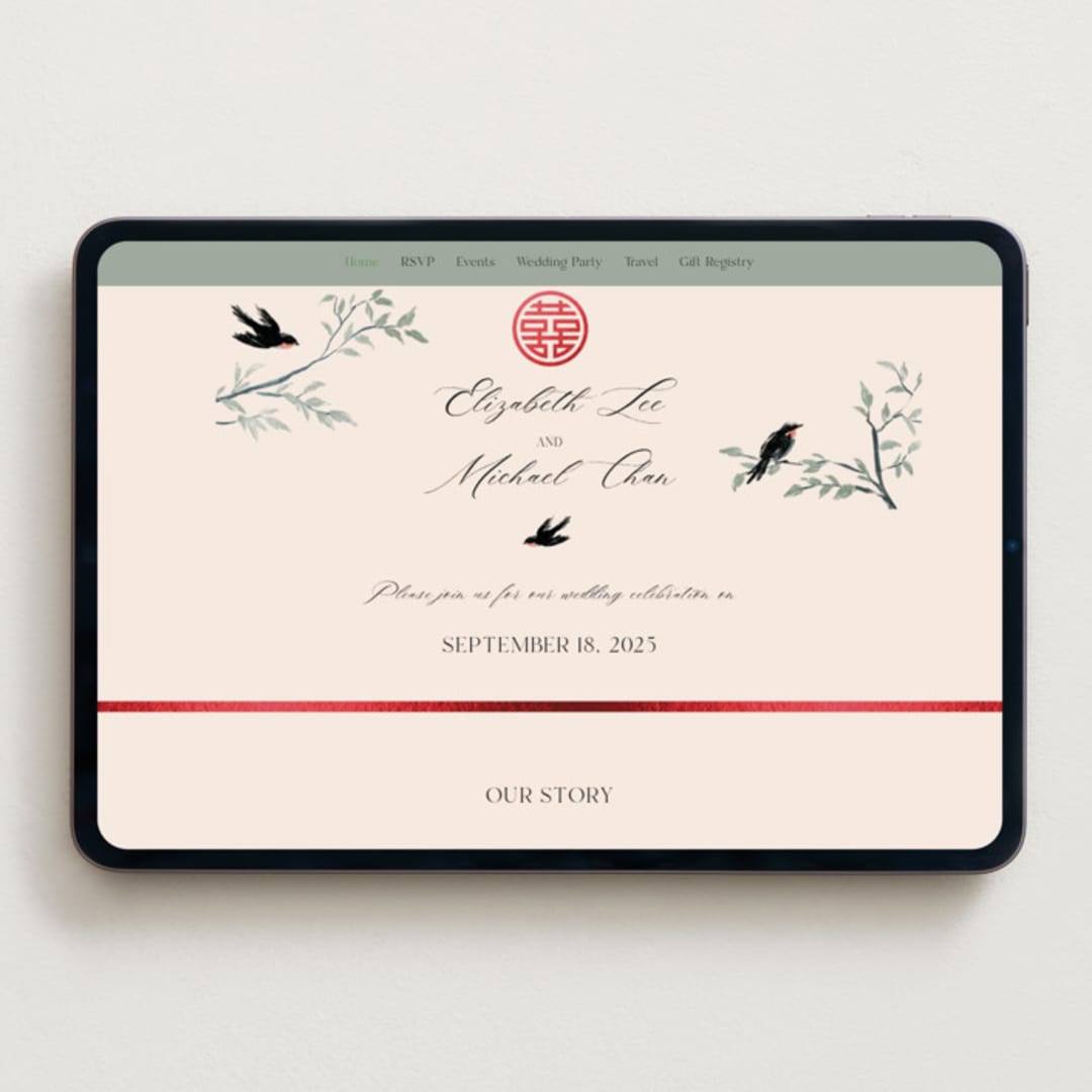 "LOVEBIRDS" - Wedding Website in Cream by Elly - Desktop Design