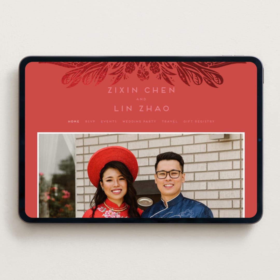 "Fiery" - Wedding Website in Ruby by Ghia Designs - Desktop Design