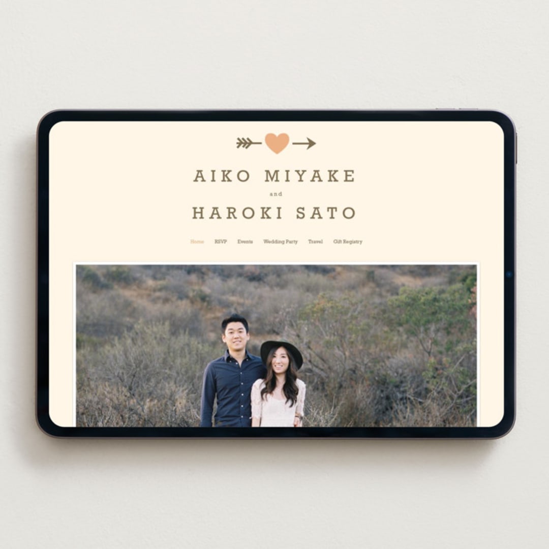 "Love Struck" - Wedding Website in Pale Salmon by The Social Type - Desktop Design