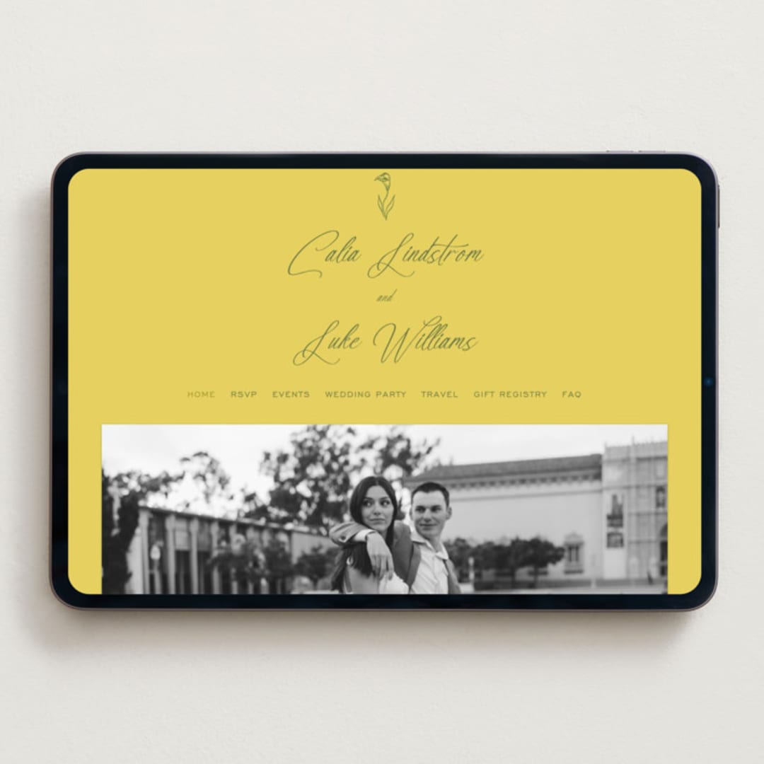 "Calia" - Wedding Website in Island Citrus by Ani Somi - Desktop Design