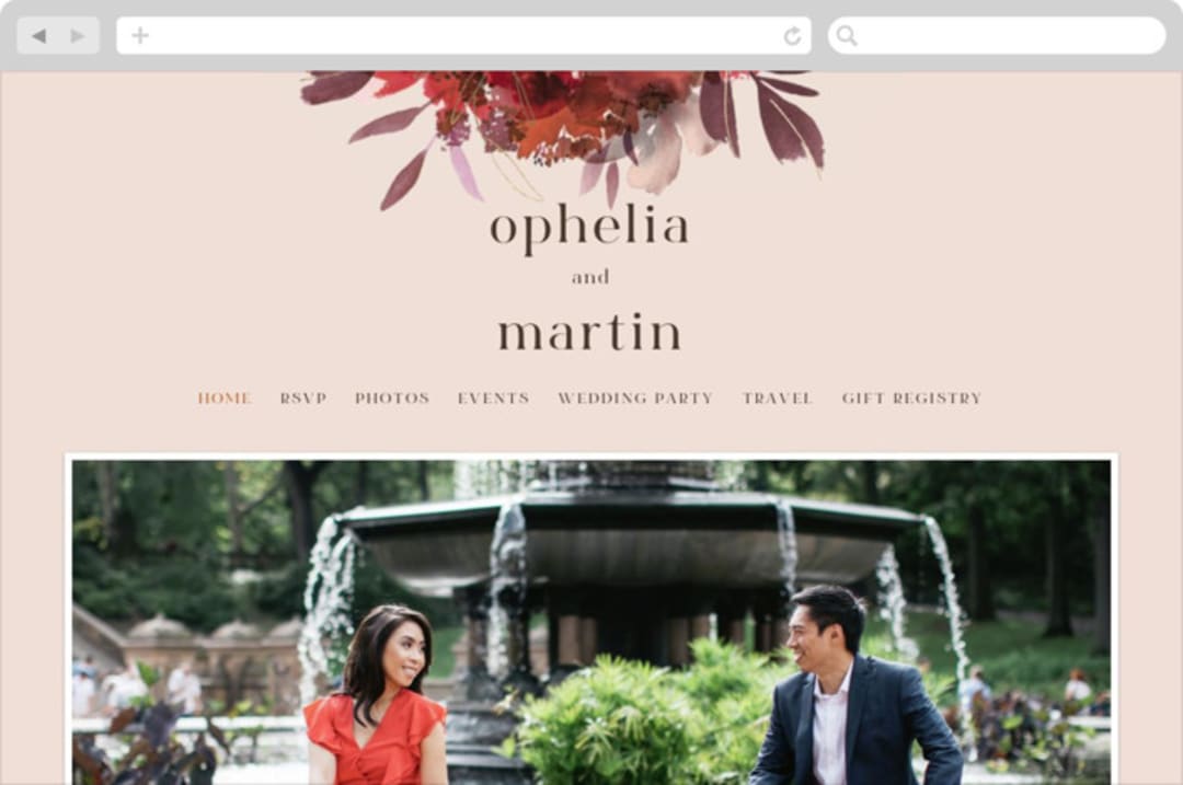 "Autumn Hymnal" - Wedding Website in Blush by Leah Bisch - Desktop Design
