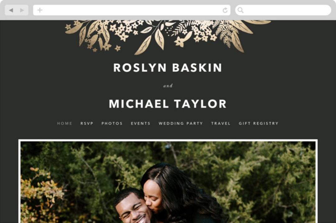 "Gather" - Wedding Website in Ebony by Leah Bisch - Desktop Design