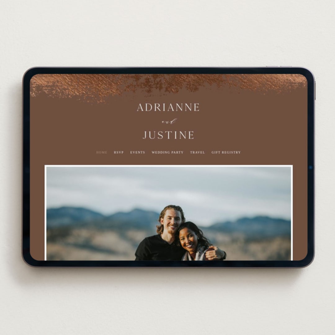 "Woodland Hills" - Wedding Website in Copper by Eric Clegg - Desktop Design