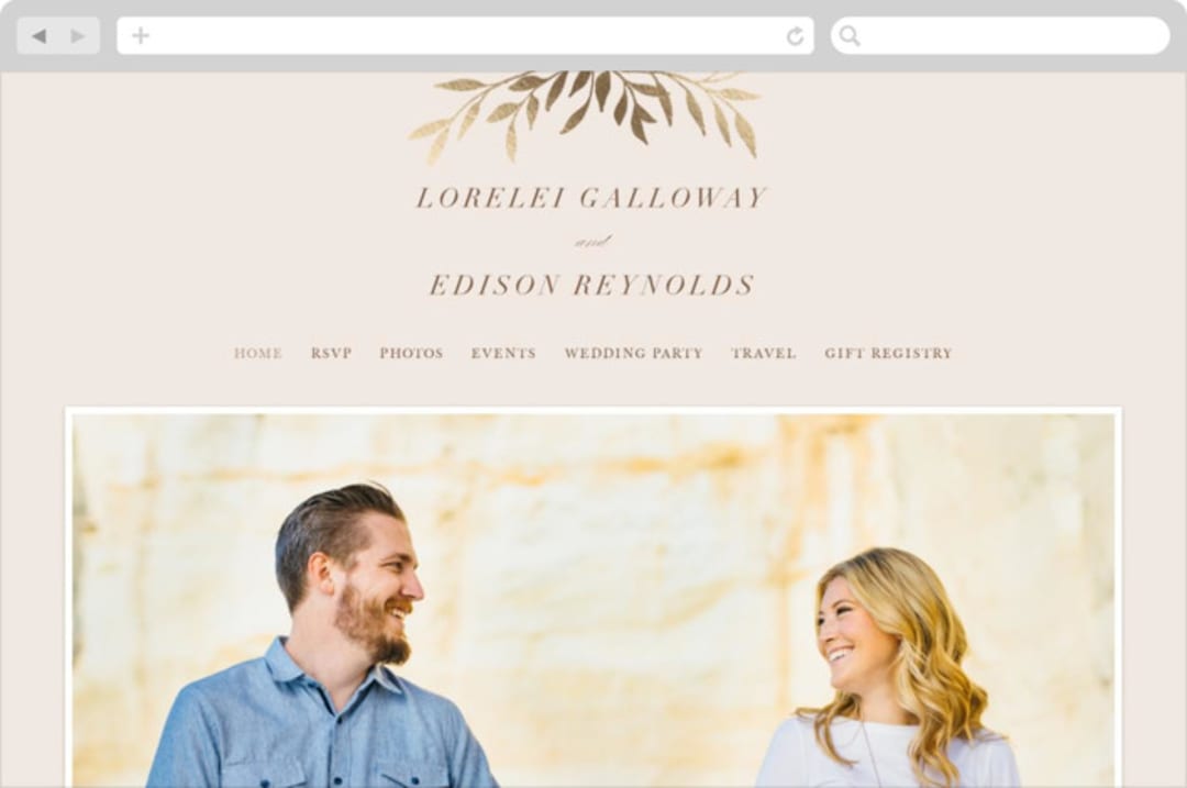 "Botanical Ampersand" - Wedding Website in Peony by Hooray Creative - Desktop Design