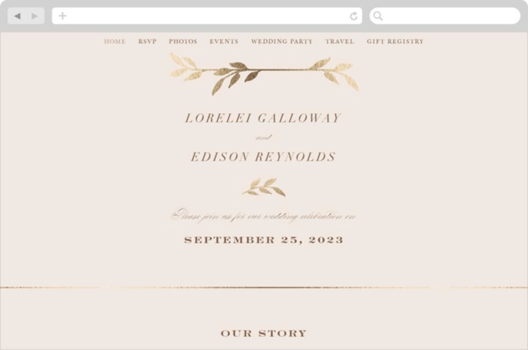 "Botanical Ampersand" - Wedding Website in Peony by Hooray Creative - Desktop Design