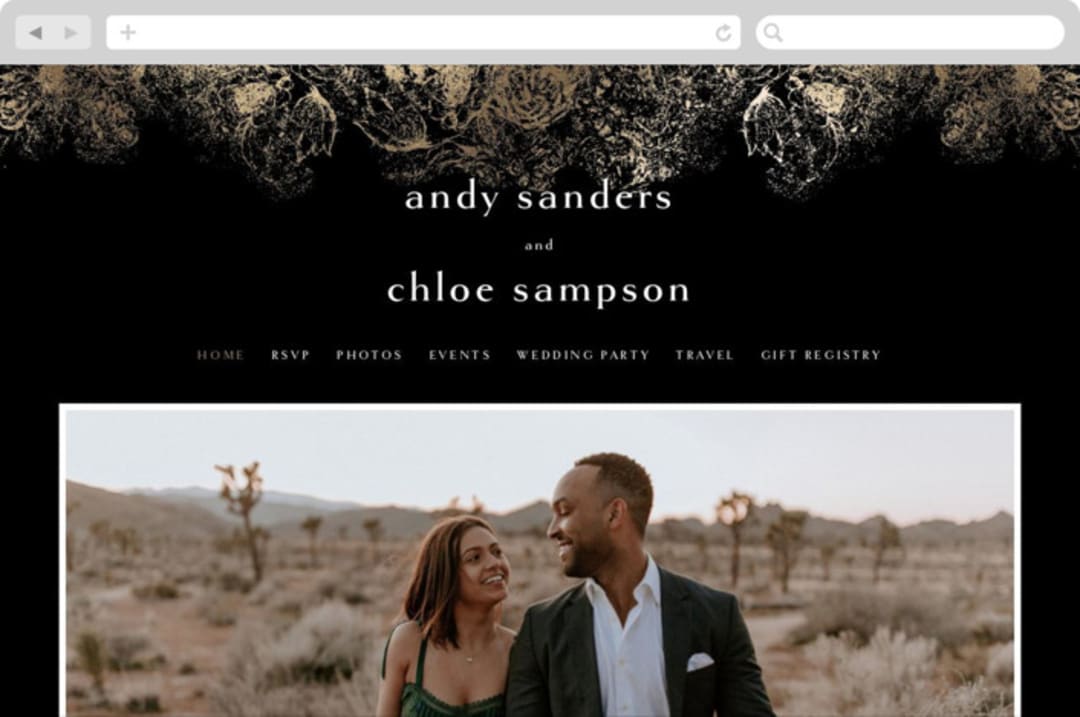 "fairytale dust" - Wedding Website in Midnight by Phrosné Barwood - Desktop Design