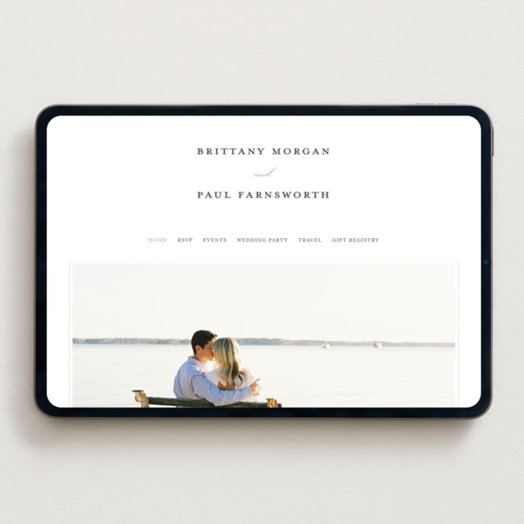 "Monogram Border" - Wedding Website in Soft Black by Amy Payne - Desktop Design