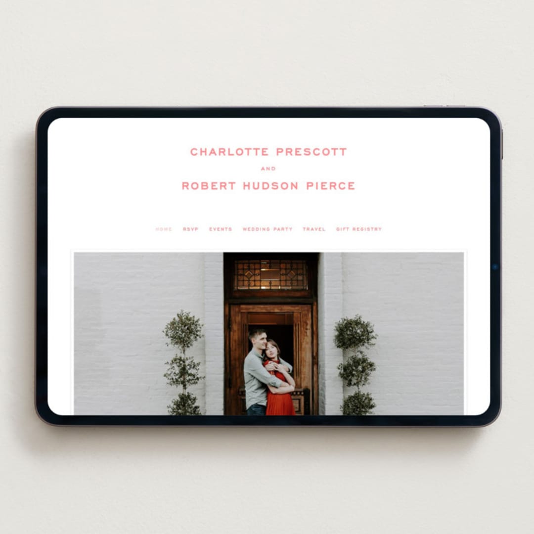 "Bowery" - Wedding Website in Rose by Megan Davis - Desktop Design
