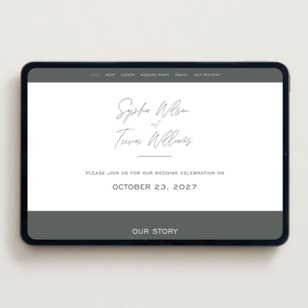"terrace" - Wedding Website in Pewter by Owl and Toad - Desktop Design