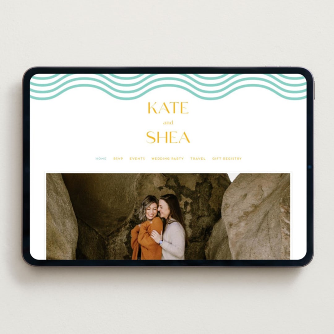 "Good Vibes" - Wedding Website in Seafoam by Claudia Orengo - Desktop Design