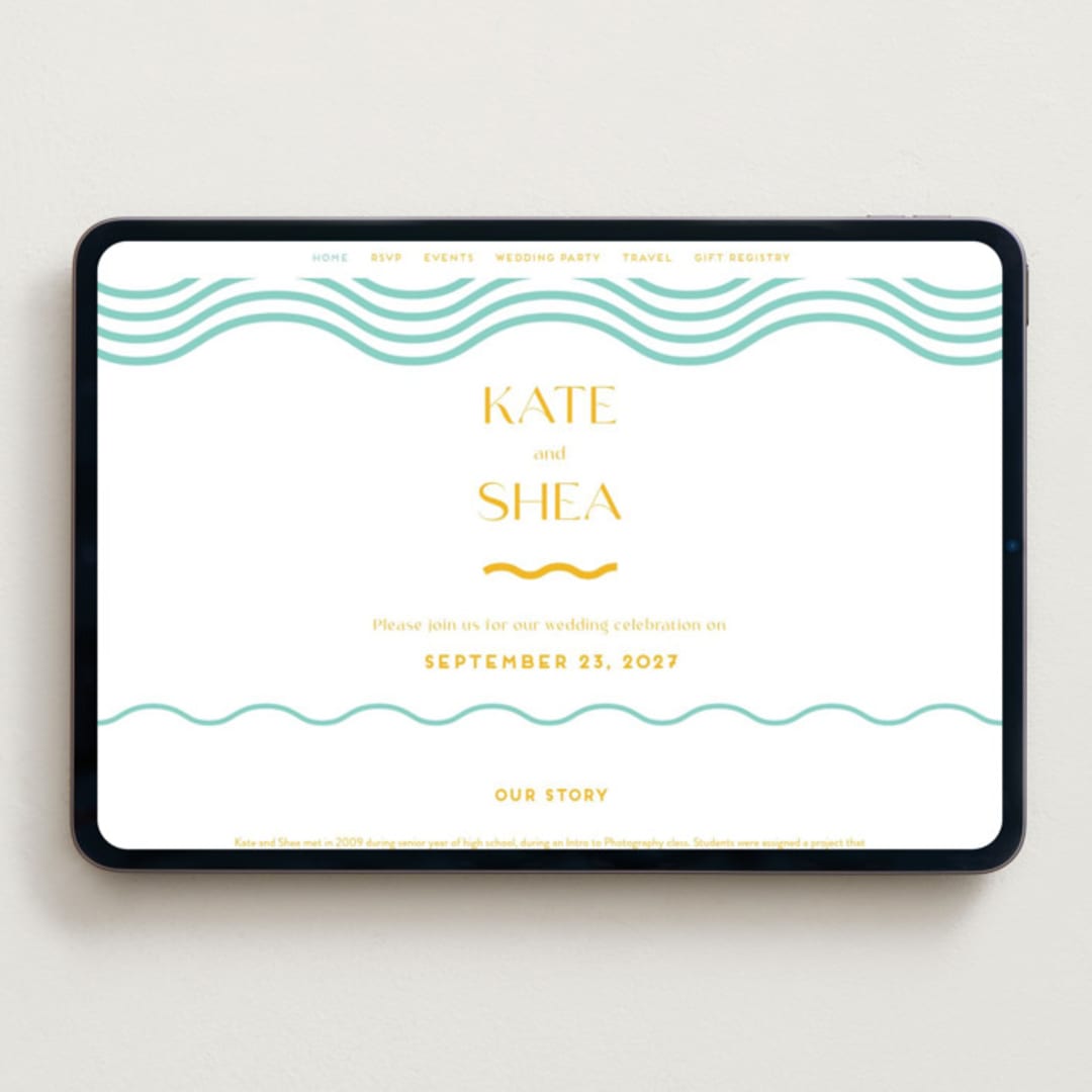 "Good Vibes" - Wedding Website in Seafoam by Claudia Orengo - Desktop Design