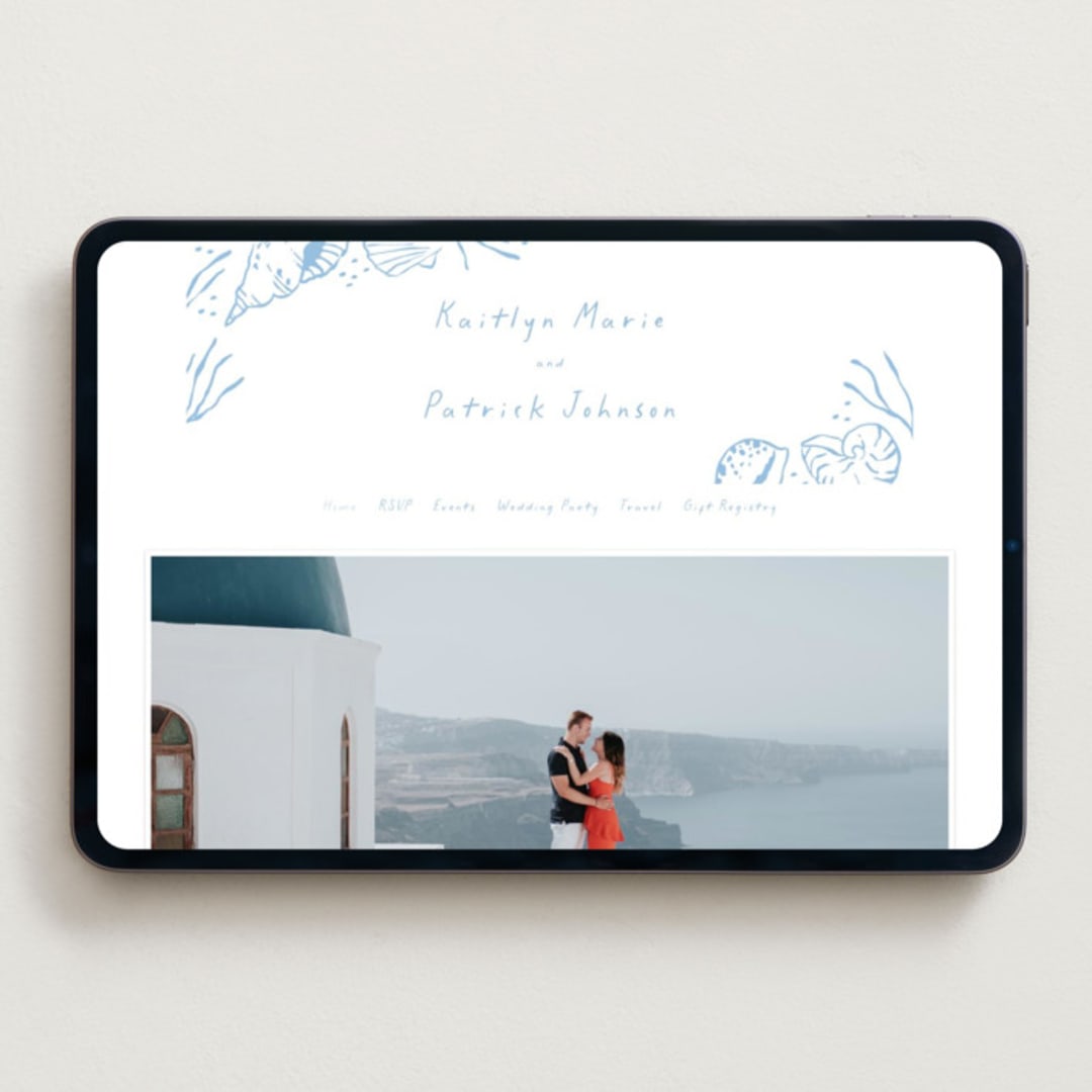 "Shoreline" - Wedding Website in Sky Blue by Oscar and Emma - Karly Depew - Desktop Design