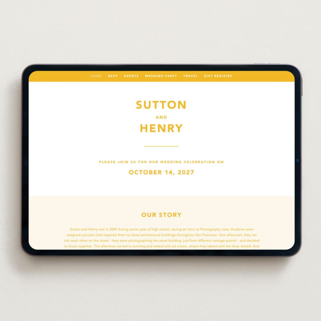 "Color Tone" - Wedding Website in Dandelion by Kindred Fields - Desktop Design