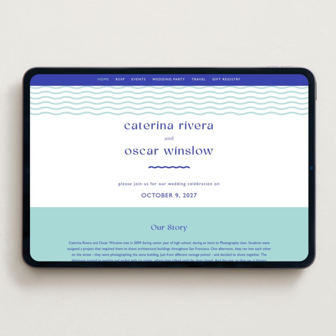 "With a Twist" - Wedding Website in Blue Violet by Olivia Raufman - Desktop Design