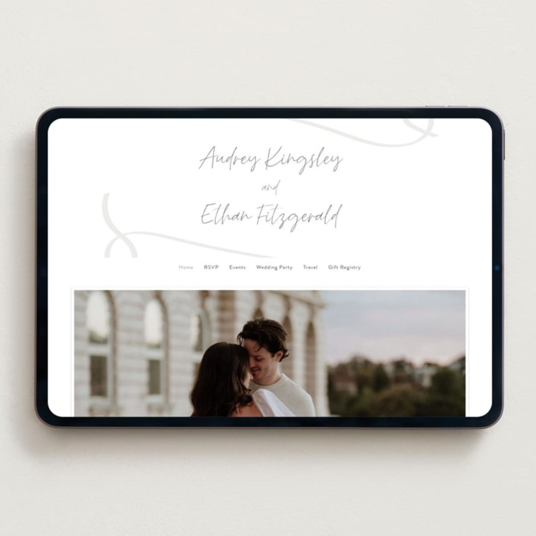 "Artist Hand" - Wedding Website in Soft Black by Heather Schertzer - Desktop Design