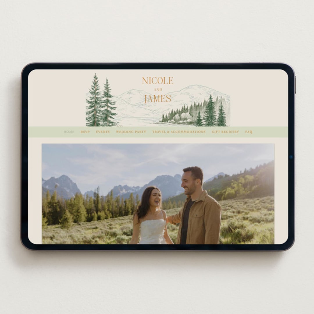 "Whispering Pines" - Wedding Website in Forest by Elly - Desktop Design