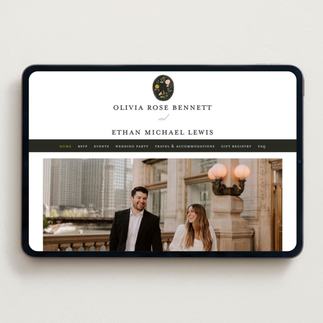 "botanical cameo" - Wedding Website in Swan by Lori Wemple - Desktop Design