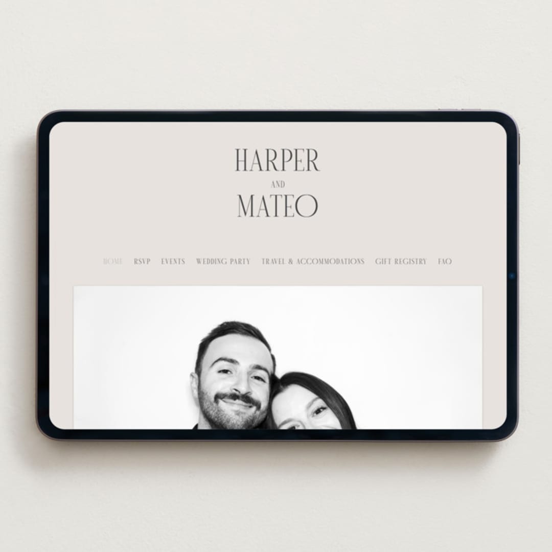"Close-up" - Wedding Website in Sandstone by Nicole Walsh - Desktop Design