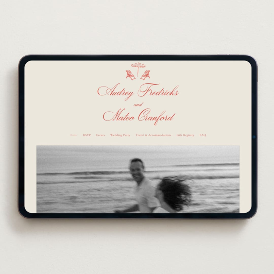 "Kitty Hawk" - Wedding Website in Lobster by Jackie Crawford - Desktop Design