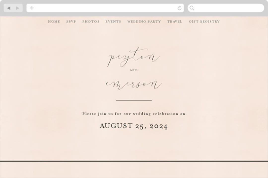 "Simply Perfect" - Wedding Website in Blush by Brianne Larsen - Desktop Design